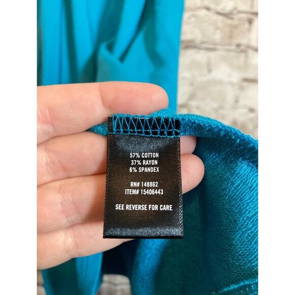 Torrid Callie T-Shirt Dress Womens 2X Teal French Terry Stretch Belted Plus - Picture 13 of 14
